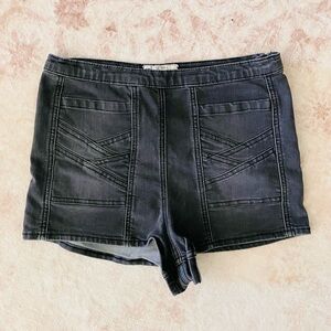 Free People Women’s Washed Black Denim High Waisted Shorts